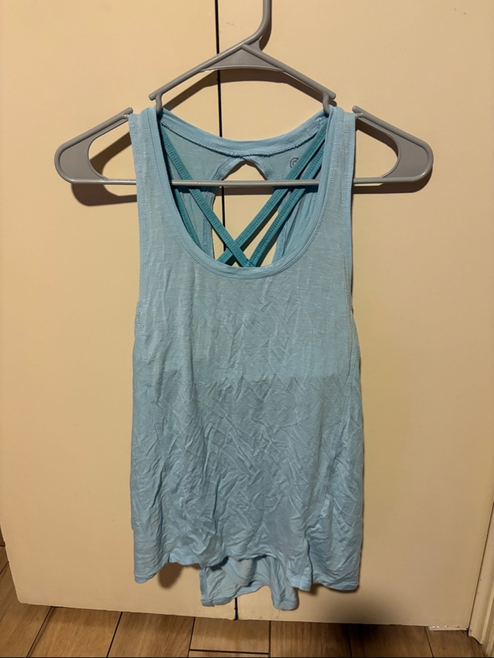 Champion Light Blue Crisscross Back Tank Top with tie and attached sports bra